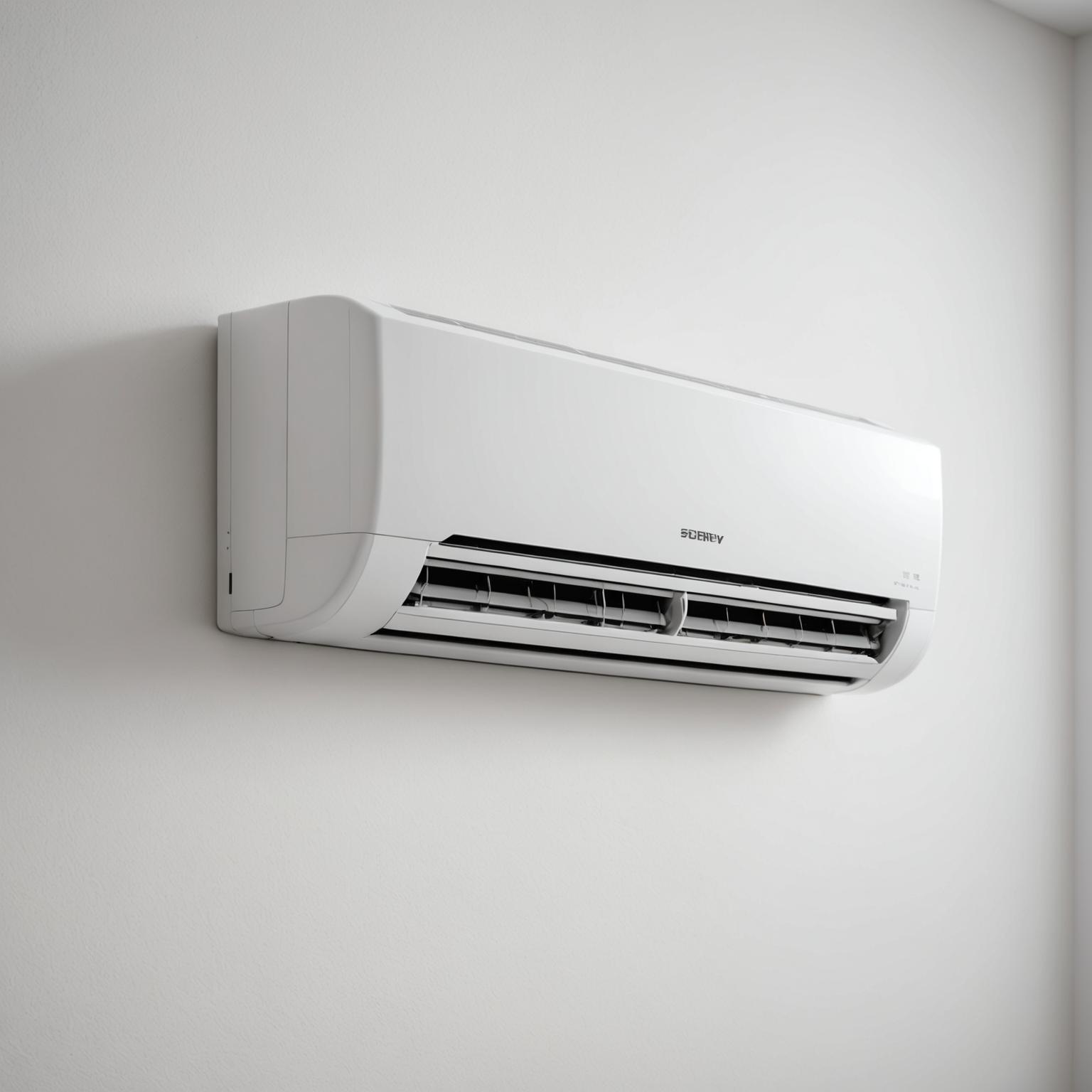 Wall mounted air conditioning unit being serviced
